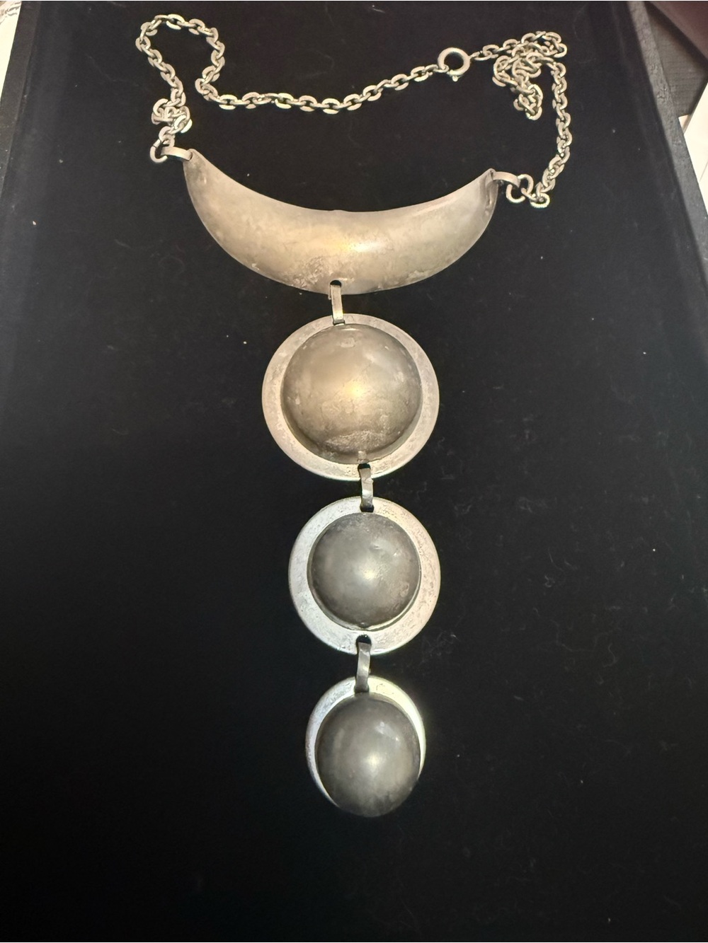 Silver-Tone Triple Disc Pendant Necklace